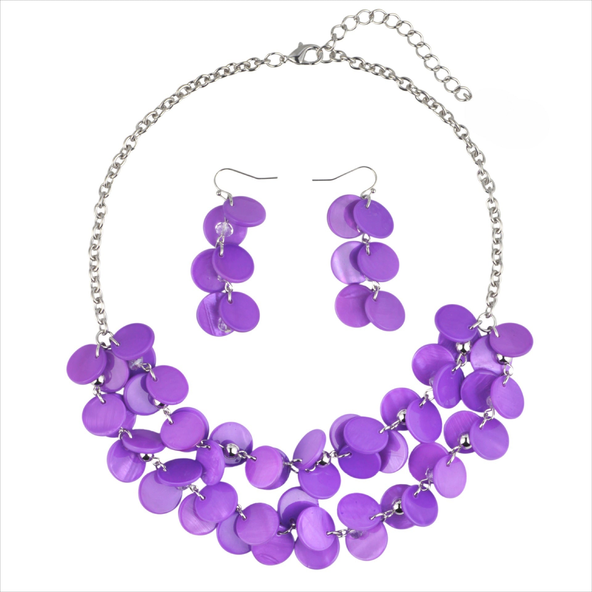 Wholesale Holiday Style Round Natural Dyed Shell Earrings Necklace